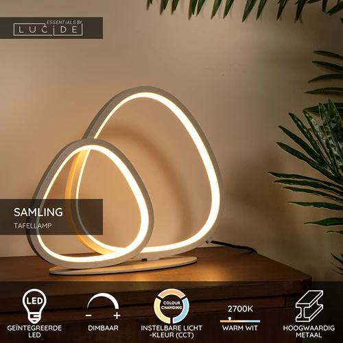 Lucide SAMLING - Tafellamp - LED Dimb. - CCT - 1x16W 2700K/4000K - Taupe | Essential - USP